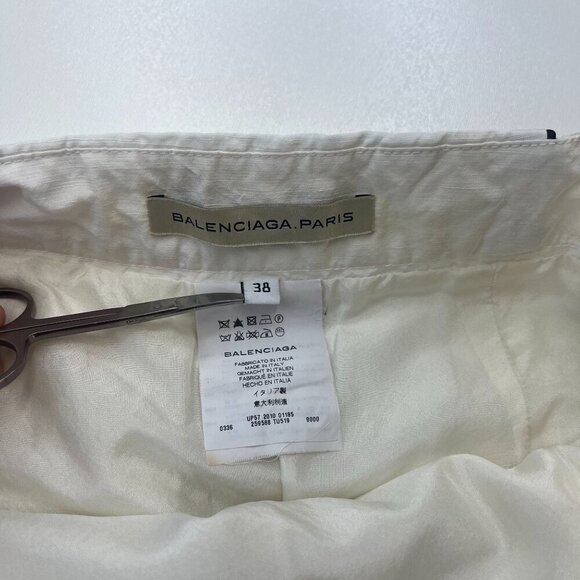 Balenciaga Color Block Skirt Size 38 Striped White Yellow Black Mini - Picture 4 of 7